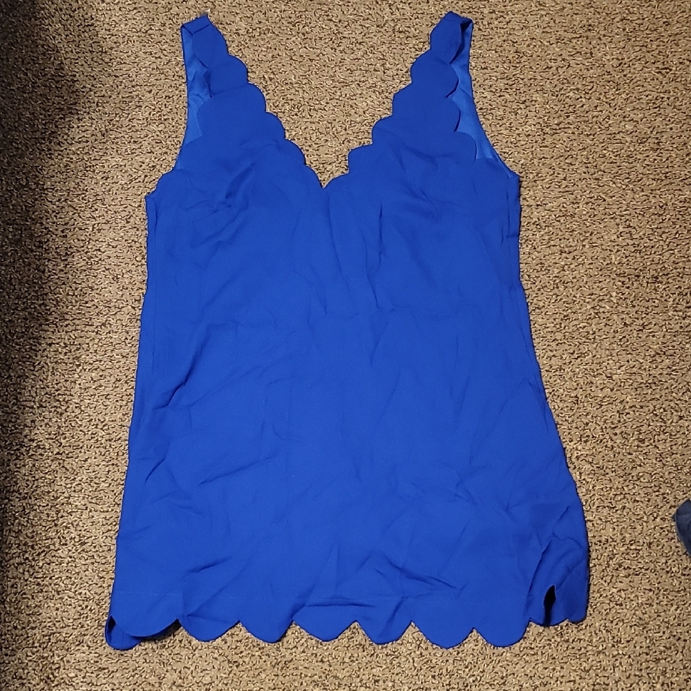 Blue Scalloped Women's Dress